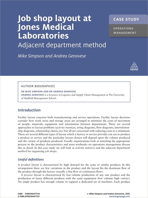 Title details for Job Shop Layout at Jones Medical Laboratories by Mike Simpson - Available